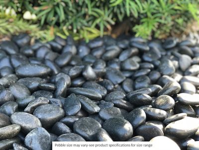Image showing  2-3 in. Large Polished Pebbles, Black, 30 lb.