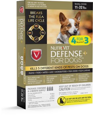 Nutri-Vet Defense Plus Dog Flea and Tick Topical Treatment for Small Dog, 4 ct.