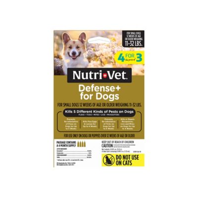 Nutri-Vet Defense Plus Dog Flea and Tick Topical Treatment for Small Dog, 4 ct