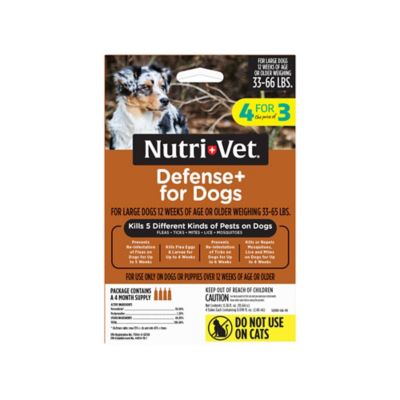 Nutri-Vet Defense Plus Dog Flea and Tick Topical Treatment for Large Dogs, 4 ct.