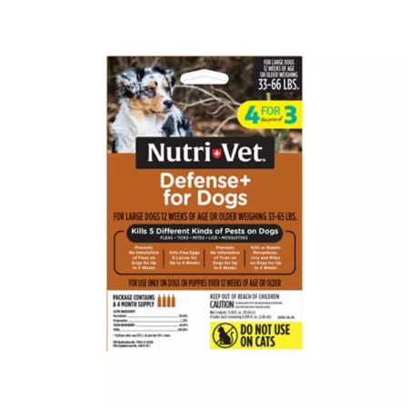 Nutri-Vet Defense Plus Topical Flea and Tick Treatment for Large Dogs 4 ct Dog Flea & Tick Topical Treatments