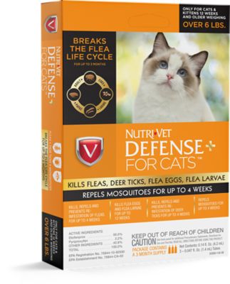Nutri-Vet Defense Plus Flea and Tick Topical Treatment for Cats, 3 ct.