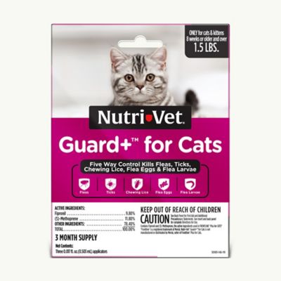 Nutri-Vet Defense Plus Flea and Tick Topical Treatment for Cats, 3 ct.