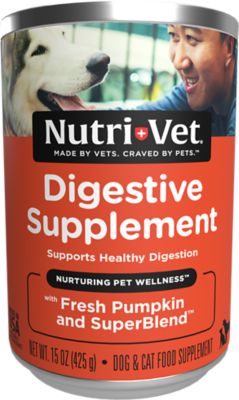 Nutri-Vet All Life Stages Digestion Support Nutrient Enriched Pumpkin Dog and Cat Food Topper, 15 oz. Can