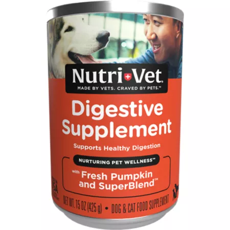 Nutri-Vet Digestion Support Nutrient-Enriched Food for Dogs and Cats of All Life Stages Pumpkin Flavor 15 oz Can Dog Digestion Supplements