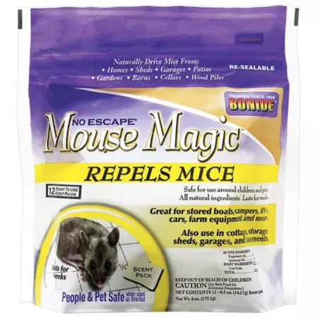 Bonide Magic Mouse Repellent Scent Packs Ready-to-Use for Indoor and Outdoor Rodent Control Pack of 12 Animal & Rodent Repellent
