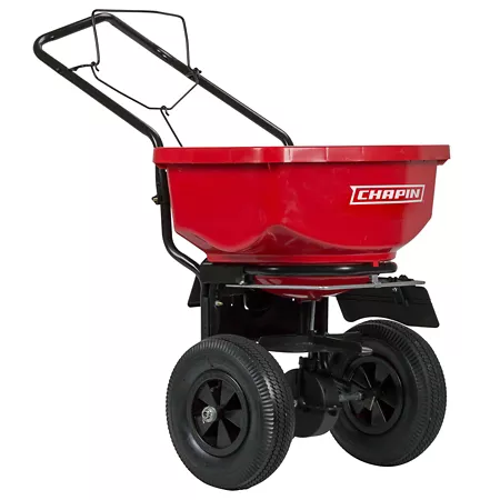 Chapin Steel Broadcast Spreader for Residential Lawn 80 lb Capacity 12 in Pneumatic Tires Broadcast Spreaders