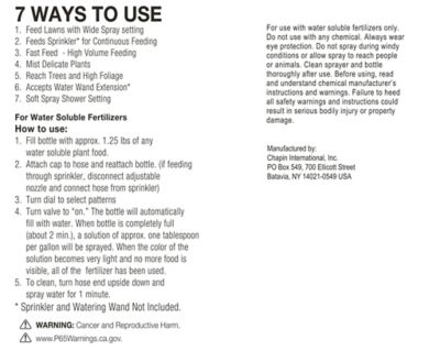 Image showing  32 oz. 60 PSI Fertilizer Feeder Hose-End Sprayer