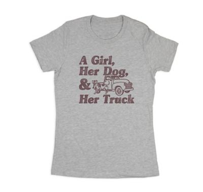 Farm Fed Clothing Women's Short-Sleeve Girl Dog Truck T-Shirt