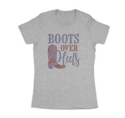 Farm Fed Clothing Women's Short-Sleeve Boots Over Heels T-Shirt