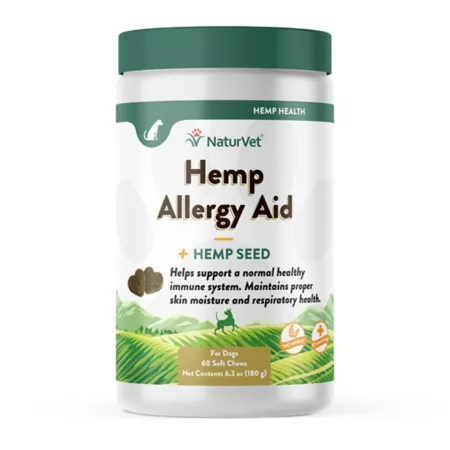 NaturVet Hemp Allergy Aid Plus Hemp Seed Supplement for Dogs 60 ct Dog Allergy & Immune System