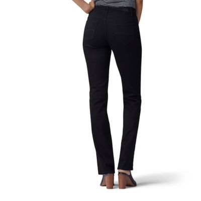 Image showing 1 th Lee Women's Classic Fit Mid-Rise Flex Motion Straight Jeans, Black