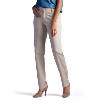 Lee Women's Relaxed Fit Mid-Rise Straight Leg Pants, Flax at