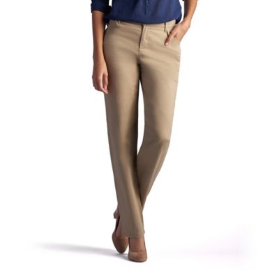 Lee Women's Relaxed Fit Mid-Rise Straight Leg Pants, Flax