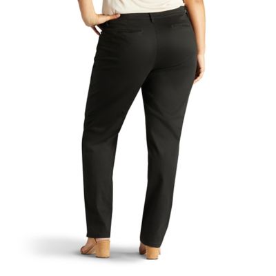 Image showing  Women's Relaxed Fit Mid-Rise Straight Leg Plus Size Pants