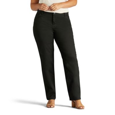 Image showing  Women's Relaxed Fit Mid-Rise Straight Leg Plus Size Pants