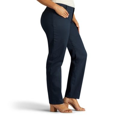 Image showing  Women's Relaxed Fit Mid-Rise Straight Leg Plus Size Pants