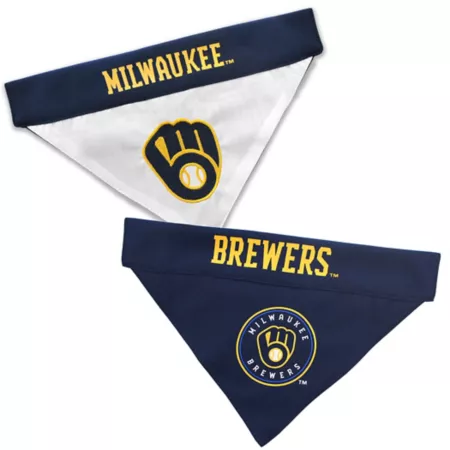 Pets First Milwaukee Brewers Reversible Pet Bandana Dog Bandanas Ties & Accessories