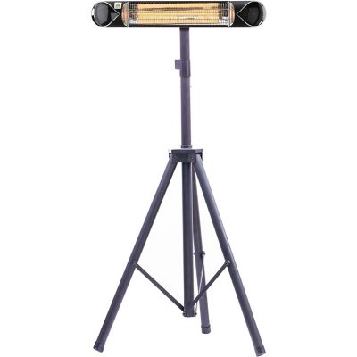 Hanover 35.4-In. Wide Electric Carbon Infrared Heat Lamp with Remote Control and Tripod Stand, Black