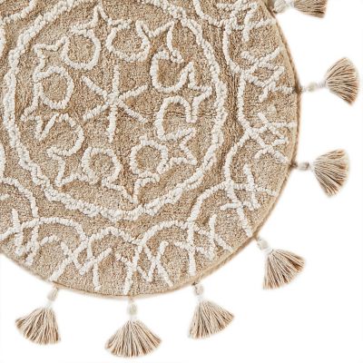 Image showing  Medallia Round Cotton Area Rugs, Tan, 25 in. x 25 in. Excluding Tassels