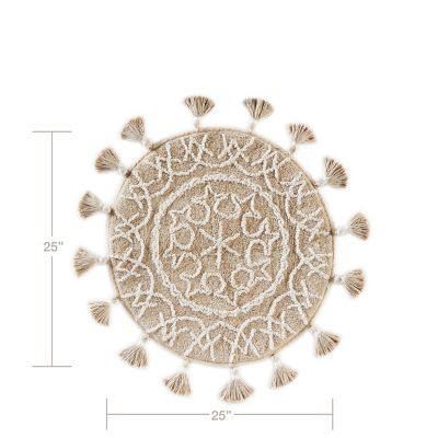Image showing  Medallia Round Cotton Area Rugs, Tan, 25 in. x 25 in. Excluding Tassels