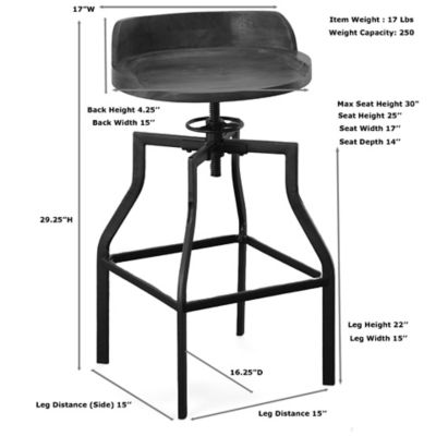 Image showing  Hudson Adjustable Barrel Back Stool, 30.5 in.