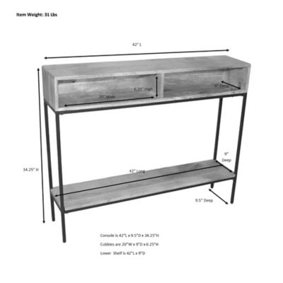 Image showing  Carson 2-Cubby Console Table, 20 in. x 9 in. x 6.25 in.