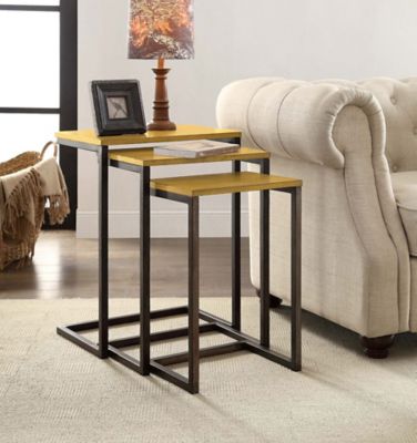 Image showing 7 th Carolina Chair & Table 3 pc. Harvest Oak Nesting Table Set