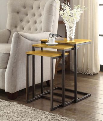 Image showing 8 th Carolina Chair & Table 3 pc. Harvest Oak Nesting Table Set