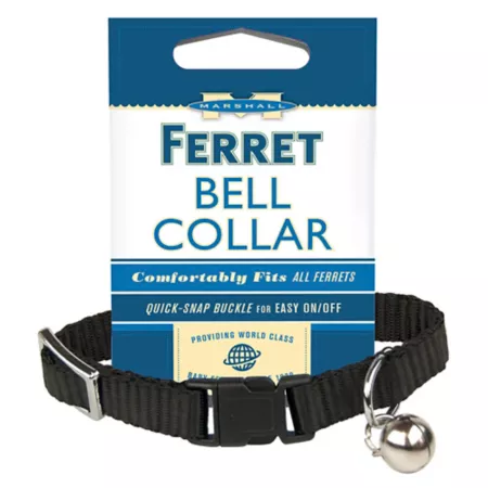 Marshall Adjustable Bell Ferret Collar Black Small Pet Harnesses