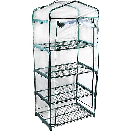 Genesis 19 in. x 27 in. 4-Tier Rolling Portable Greenhouse with Clear Cover