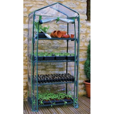 Image showing  19 in. x 27 in. 4-Tier Rolling Portable Greenhouse with Clear Cover