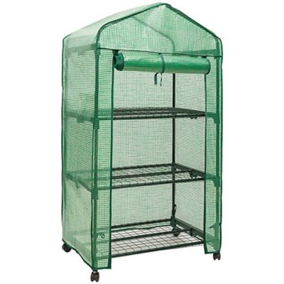 Genesis 19 in. x 27 in. 3-Tier Rolling Portable Greenhouse with Opaque Cover