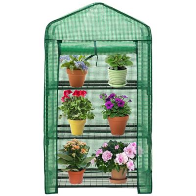 Image showing  19 in. x 27 in. 3-Tier Rolling Portable Greenhouse with Opaque Cover