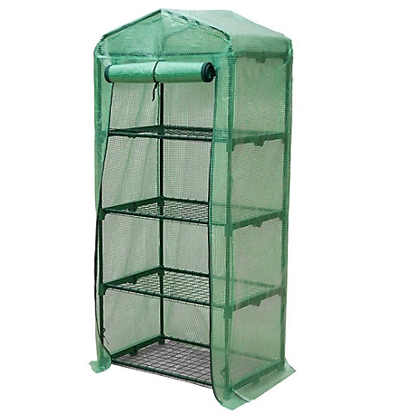Genesis 19 in. x 27 in. 4-Tier Rolling Portable Greenhouse with Opaque Cover