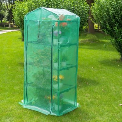 Image showing  19 in. x 27 in. 4-Tier Rolling Portable Greenhouse with Opaque Cover