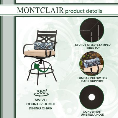 Image showing  5 pc. Montclair High-Dining Patio Set, Includes 4 Swivel Chairs and 33 in. Counter-Height Dining Table, Tan