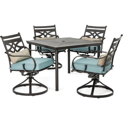 Hanover 5 pc. Montclair Patio Dining Set, Includes 4 Swivel Rockers and 40 in. Square Table