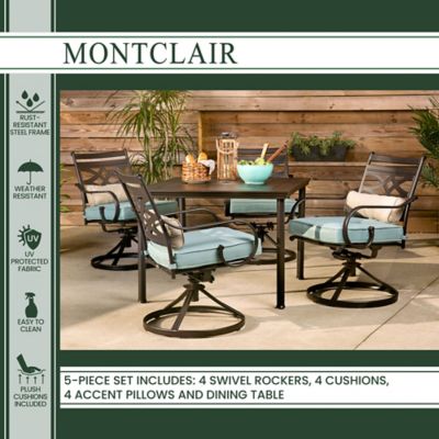 Image showing  5 pc. Montclair Patio Dining Set, Includes 4 Swivel Rockers and 40 in. Square Table