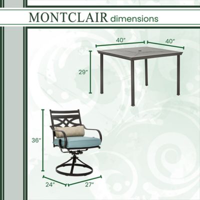 Image showing  5 pc. Montclair Patio Dining Set, Includes 4 Swivel Rockers and 40 in. Square Table