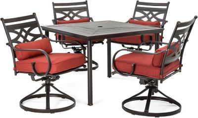 Hanover 5 pc. Montclair Patio Dining Set, Includes 4 Swivel Rockers and 40 in. Square Table