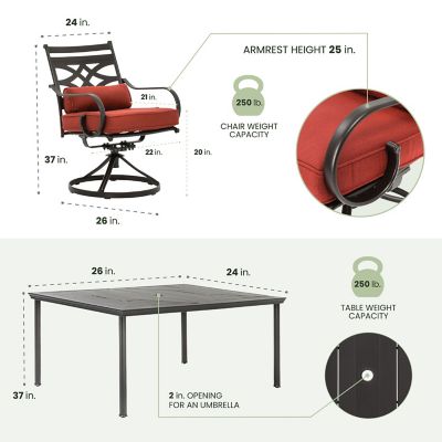 Image showing  5 pc. Montclair Patio Dining Set, Includes 4 Swivel Rockers and 40 in. Square Table