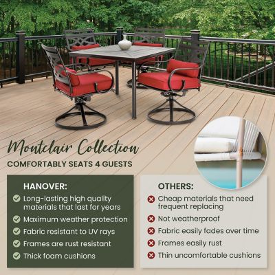 Image showing  5 pc. Montclair Patio Dining Set, Includes 4 Swivel Rockers and 40 in. Square Table
