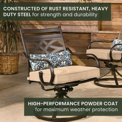 Image showing  Montclair 7-Piece Dining Set in Tan with 6 Swivel Rockers and a 40 x 67in. Dining Table