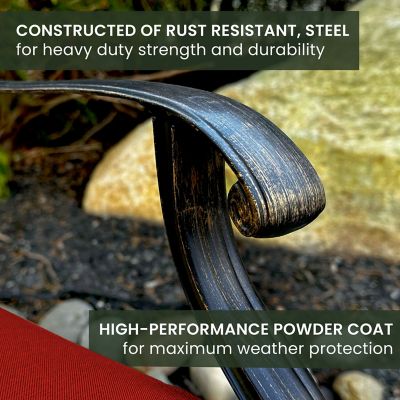 Image showing  9 pc. Traditions Dining Set, Includes 8 Swivel Rockers and Large 60 In. Cast-Top Square Table, Red