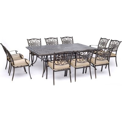 Hanover Traditions 11-Piece Dining Set in Tan with Ten Stationary Dining Chairs and an Extra-Long Dining Table -  TRADDN11PC