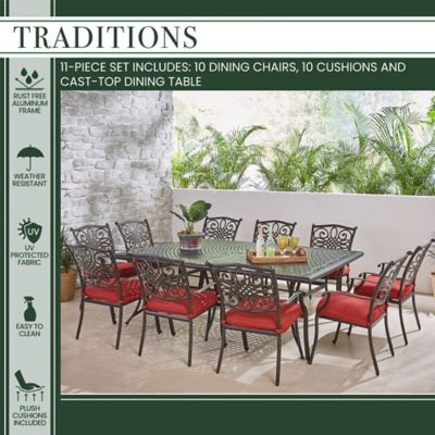 Image showing  Traditions 11 Piece Dining Set In Red TRADDN11PC-RED