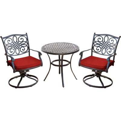 Hanover Traditions 3 pc. Bistro Set, Red, TRADDN3PCSW-RED
