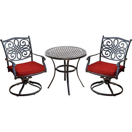 Hanover Traditions 3 pc. Bistro Set, Red, TRADDN3PCSW-RED