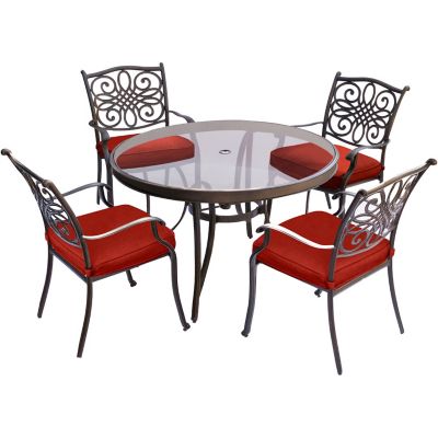 5 pc. Traditions Dining Set, Red - Hanover TRADDN5PCG-RED